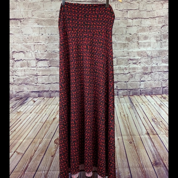 LuLaRoe Red Paisley Print Maxi Skirt - Picture 1 of 9